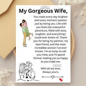 Printable Wife Valentines Card Gift. to My Wife Card for Birthday. Romantic Message Card for Wife. I Love You Card. Wife Gifts. Love Gifts. - Etsy