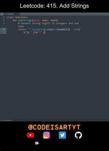 Leetcode 415. Add Strings in Python | Python Leetcode | Python Coding Tutorial | Python Coding ASMR