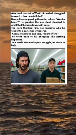Keanu Helps a Store Clerk Reach a High Shelf.
