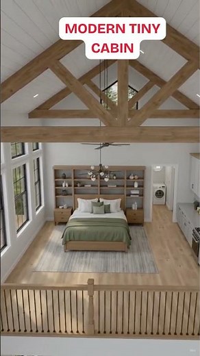 Modern Small Cabin Plan with Loft | 1,228 Sq Ft #blueprint #home #12blueprints