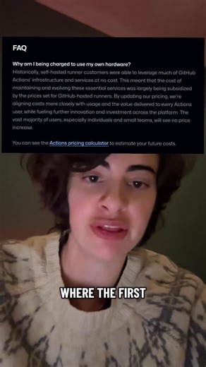 Someone on Instagram: "GitHub rolled out a new pricing strategy for self hosted actions runners…and very quickly rolled it back. #cicd #tech"