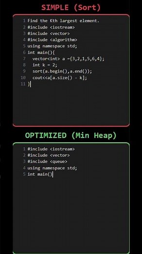 Simple vs Optimized | Kth Largest Element 🚀 #shorts
