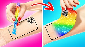 Rich vs poor drawing challenge : magic tattoo grants wishes 🎨 diy tips and life hacks by 123 go! | 123 GO