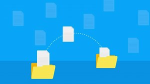 Modern flat icon with file transfer on white background. Motion graphics.