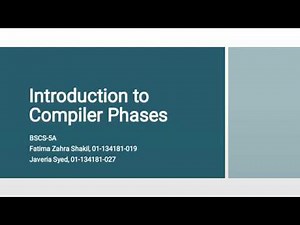 Compiler Construction Lecture #1: Introduction of Compiler Phases