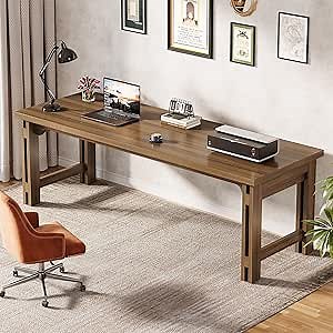 Tribesigns 79-Inch Extra Long Desk, Two-Person Double Desk for Home Office, Long Computer Table for 2 People, Brown