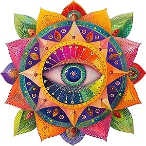 Mys Aurora Mandala Evil Eye Wooden Puzzles for Adults - Spiritual Design for Meditation & Home Decor - Family Game Gift Idea - 200 Piece Jigsaw Puzzle, 11.2'' x 10.8''