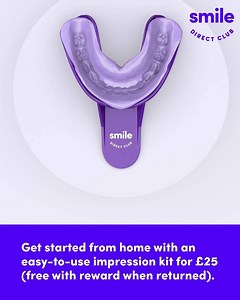 Get started from home with an easy-to-use impression kit for £25 (free with reward when returned). Use promo code:KITFREEREWARD. | Smile Direct Club