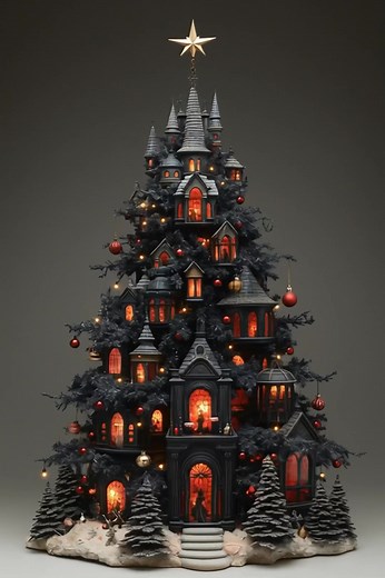 Gothic Christmas tree village 🖤🎄🖤 #winterwonderland #fblifestyle #Christmas #gothic | Artistic Imaginings
