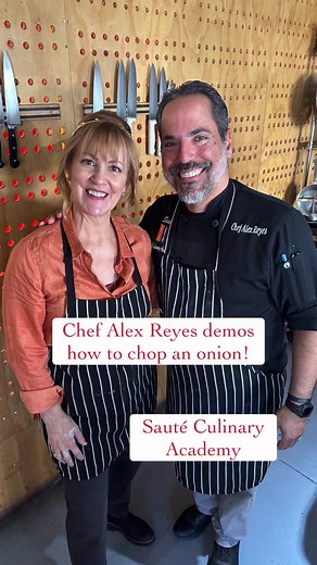How to Chop an Onion 🧅🔪 I had so much fun at Saute Culinary Academy in Monrovia cooking for my friend Lee’s birthday party. Chef Alex demoed a new way to chop onions. I love it! Let me know what you think! #onion #chef #cookingtipsandtricks | Sharon Palmer: The Plant-Powered Dietitian