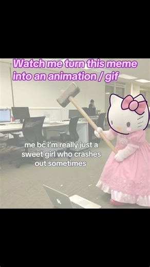 Timelapse of the famous hello kitty meme #animation #funny #cute