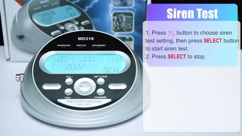 MD319 NOAA Weather Alert Radio with S.A.M.E Localized Programming, 23 County Codes & 80+ Emergency Alerts, Battery Backup, Alarm Clock, External Antenna and Warning Light for Home & Emergency