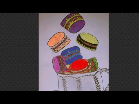 How to draw a French Macarons sketch 🥯...draw a cookies sketch step by step ❤️..