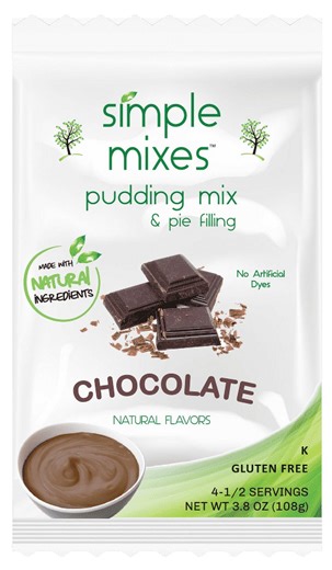 Simple Mixes Natural Chocolate Instant Pudding Mix and Pie Filling, 3.8 oz Pouch, 4 servings