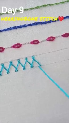 Herringbone stitch 🌸 | Hand embroidery for beginners #shorts