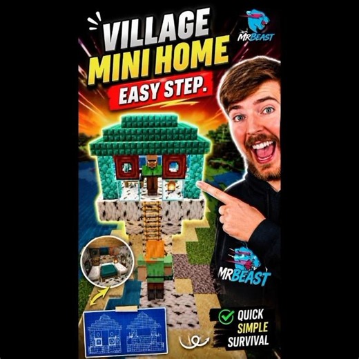 🏡 Minecraft Village Mini 🫰Easy Survival🫡BuildHouse Tutorial |