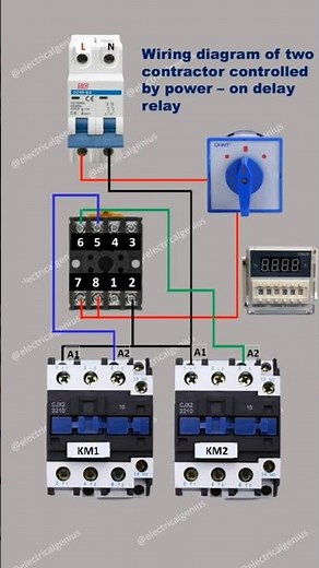 How to Control Two Contactors with a Delay Relay #shortvideo #electrical #electricalengineering
