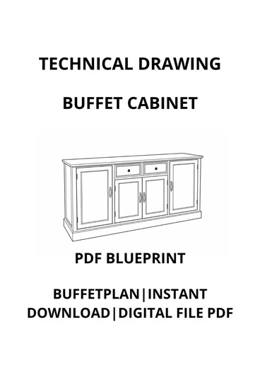 Buffet Technical Drawing PDF | Large Sideboard Furniture Blueprint | Wood Cabinet Shop Drawing | BC019 - Etsy UK