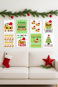 Christmas Poster Pack Taco   Christmas Posters   Taco Pun Holiday Posters