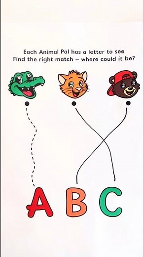 Find the ABC Match with Our Animal Pals! 🐊🐱🐻