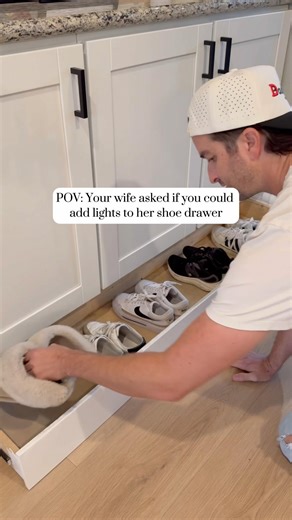 Adding motion sensor lights to my wife’s shoe drawer #diy #homedecor