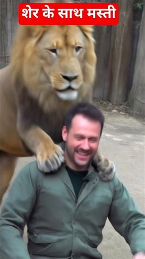 शेर के साथ मस्ती#lion #king #song #masti #enjoy #animallovers #village#quarterfinalmatch #teamcrazyy