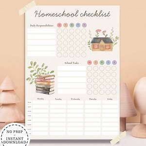 Homeschool Daily Checklist & Weekly Schedule: Printable Planner (instant Download) - Etsy New Zealand
