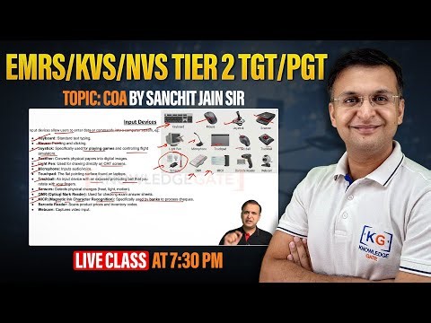 Logic Gates 🔗| EMRS / KVS / NVS Tier-2 TGT/PGT📘| COA by Sanchit Sir | KnowledgeGate LIVE 🔴@ 7:30 PM