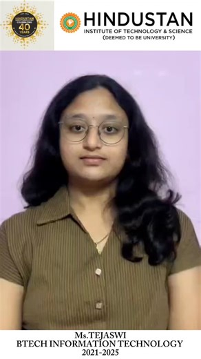 HITS IT on Instagram: "Honoured to have Ms. Tejaswi, B.Tech Information Technology (2021–2025), share her inspiring journey as a proud alumna of Hindustan. She reflected on how the university helped shape her skills, build confidence, and explore opportunities beyond the classroom. Today, she stands in an excellent professional role, and her words truly inspired our students to aim higher and dream bigger. ✨🎓 #HindustanUniversity #HITSAlumni #ITDepartment #AlumniTalk #CampusLife #StudentSuccess