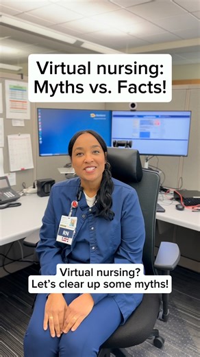 174K views · 1K reactions | Myth or fact? Let’s talk virtual nursing. Virtual nursing is not a robot replacing your care team—it’s real nurses using smart technology to support patients and bedside staff. At Sentara, our virtual nurses help improve patient experience, safety, and outcomes. Watch the reel to learn how this innovation is improving patient care. #VirtualNursing #Healthcare #MythVsFact #Nurse | Sentara Health | Facebook
