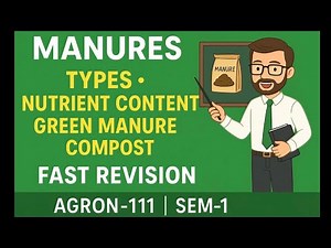 BSc Agriculture Sem-1 | Manures: Types, Nutrient Content, Green Manure & Compost | AGRON-111