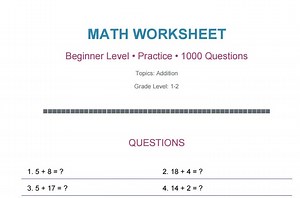 1000 Easy Addition Problems: Grade 1-2 Math Worksheet (Digital Download)