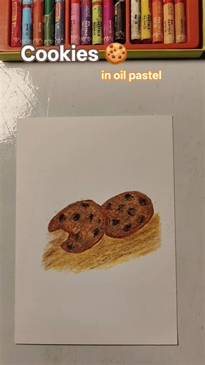🍪Easy Cookies Drawing 😍| Oil Pastel #oilpastel #painting #shorts #drawingtutorial