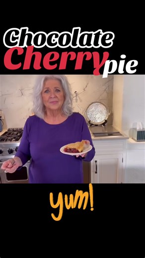 Theresa really wanted a slice of this pie! #pauladeen #chocolate #cherry #pie