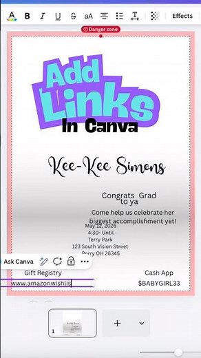 How to add clickable links in Canva tutorial #canvatutorial #tutorial #invitation