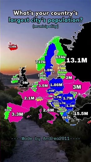 largest city's population by country #shorts #europe #usa #mapping #geography #mapper #map #city