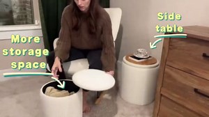 YSICK Round Ottoman with Storage, Set of 2, Small Vanity Stool with Storage as Vanity Chair, Corduroy Beige Ottoman Foot Rest for Small Space, Bedroom and Living Room