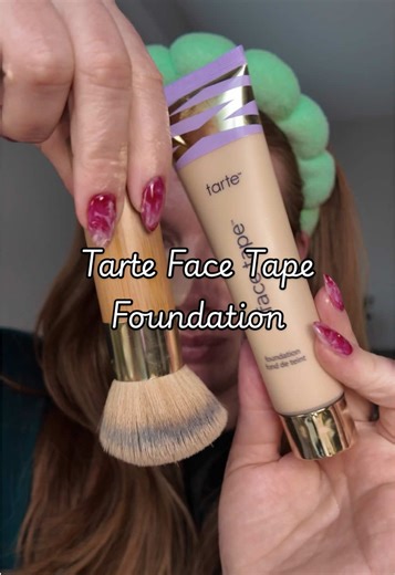 kind of blown away by the size of this tarte face tape foundation for the price, especially because @QVC, Inc is throwing in the buffing complexion foundation brush in this bundle! #tartefacetape #facetapefoundation #fullcoveragefoundation #foundation #tiktokshopcreatorpicks