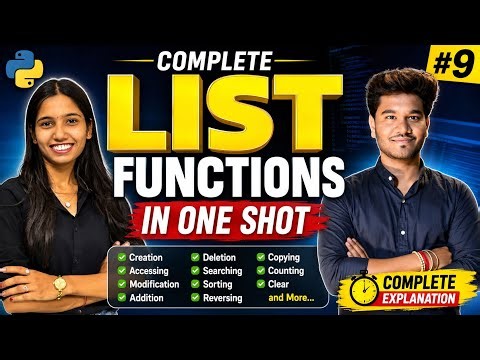 Python List Functions Complete Tutorial in One Shot | All List Methods Explained | #9