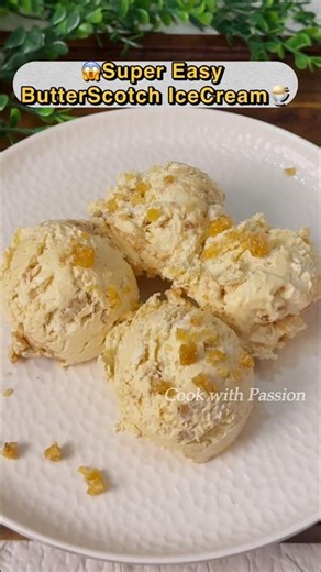 Butterscotch Ice Cream 🍨 | No Machine | Easy Homemade Ice Cream #shorts