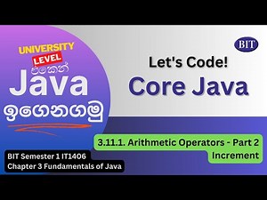 Fundamentals of Java: 3.11.1. Arithmetic Operators Part 2 - Increment