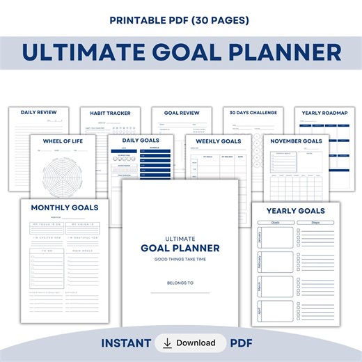 Printable Goal Planner Bundle, Yearly Goals, Monthly Goals, Weekly Goals, Daily Goals, Smart Goals, New Year Planner, Instant Download PDF - Etsy Australia