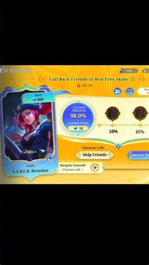 Layla Saber skin for 18 💎 only 🤧 #mobilelegends #esporte #mlbb #esportmascot