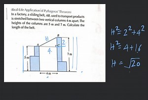 (Real-Life Application of Pythagoras' Theorem) In a factory, a ... | Filo