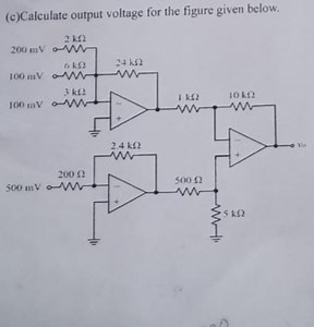 Calculate the output voltage (V_{out}) for the following circui... | Filo