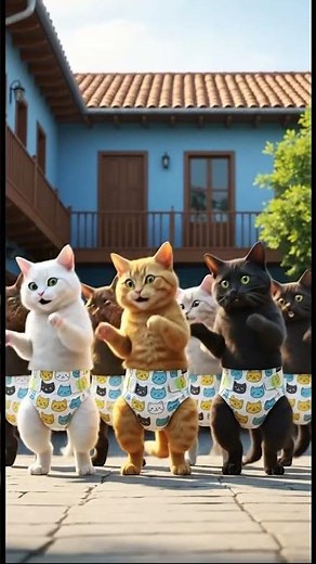 Six Cute Cats Dancing in Diapers | Adorable Cartoon Animation