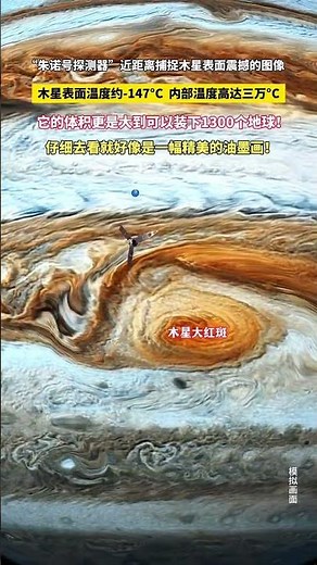 朱诺号探测器近距离捕捉木星表面震撼的图像木星表面温度约147C内部温度高达三万C它的体积更是大到可以装下1300个地球仔细去看就好像是一幅精美的油墨画#木星表面#朱诺号探测器#地球#宇宙探寻