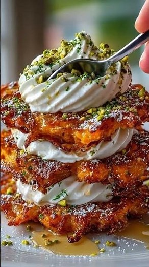 Crispy Sweet Potato Fritters with Whipped Ricotta, Honey & Pistachio Crunch recipe