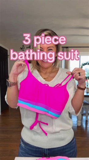 Bright, sporty, and actually flattering 🙌 This 3-piece swimsuit has me ready for beach days already 🌊💖 #swimtok #swimsuitcheck #beachready #tummycontrolswimwear #vacationoutfit @popvilshop