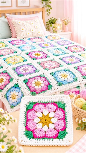 Beautiful African Flower Granny Square 🌸 | Easy Crochet Blanket Pattern #crochet #youtubeshorts